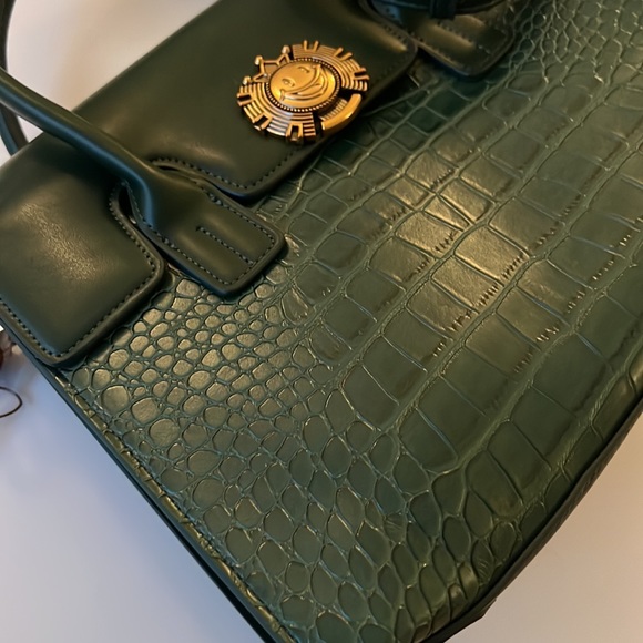 Rich Green Croco Print Bag 12”x9”x4”